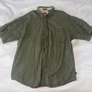 Green Checkered Casual Button Down Shirt
